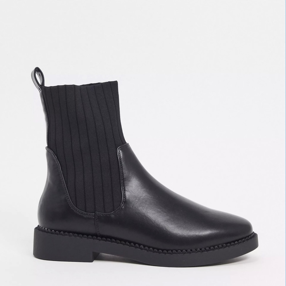 ASOS DESIGN Wide Fit Amanda Chunky Black Sock Boots